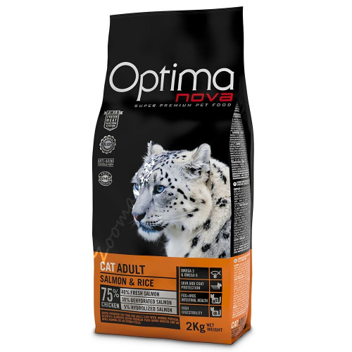 Висок клас храна за котки (супер премиум качество) - Optima Nova "Cat Adult Сьомга с ориз" - 2 кг
