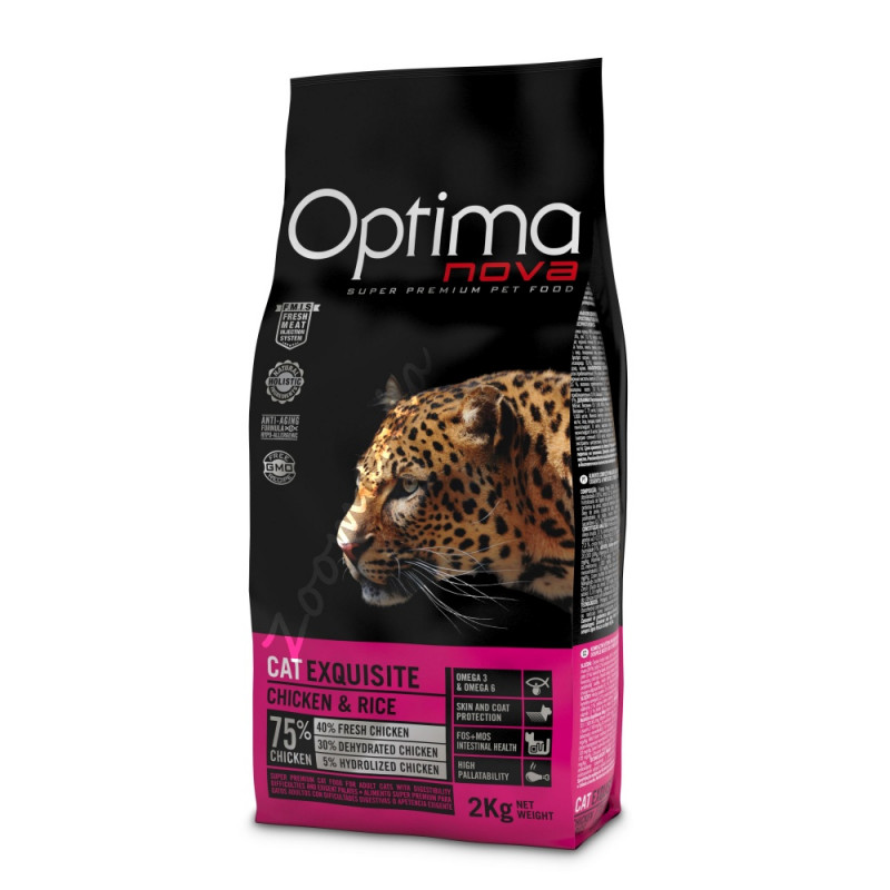 Висок клас храна за злояди котки (супер премиум качество) - Optima Nova "Cat Exquisite Пиле с ориз" - 400 гр