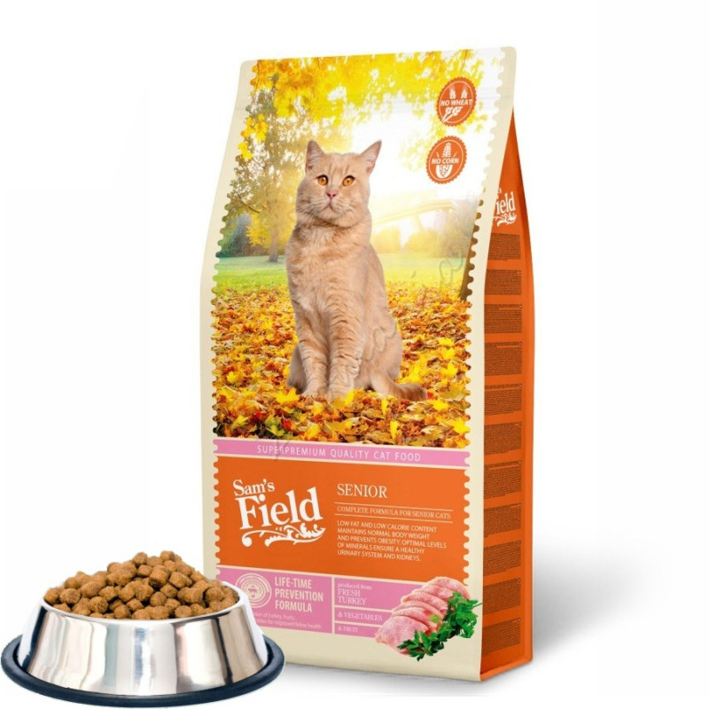 Насипна първокачествена храна за възрастни котки в пенсионна възраст Sam's Field „Cat Senior“ 