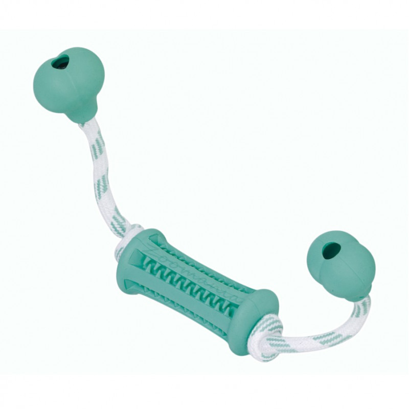 Кучешка играчка Dental Line Гумен кокал с въже - 37 х 9 см