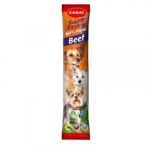 Вкусни кучешки саламчета - Sanal Softsicks Beef - 12 гр