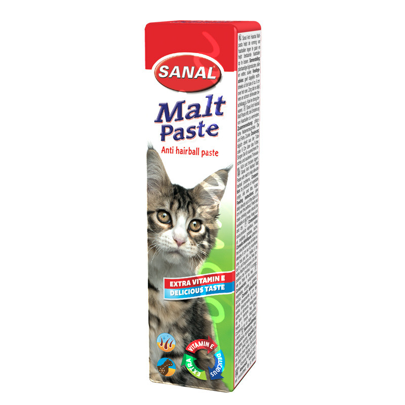 Хранителна добавка за котки против космени топки - Sanal Malt Anti Hairball Paste - 20 гр