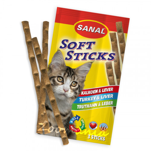 Лакомство за котки с пуешко и дробчета - Sanal Turkey & Liver Sticks - 3 бр.