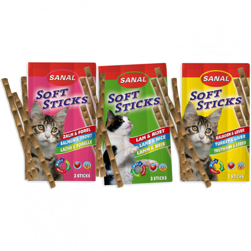 Котешки лакомства с таурин за отлично зрение - Sanal Cat Soft Sticks - 3x3 бр.