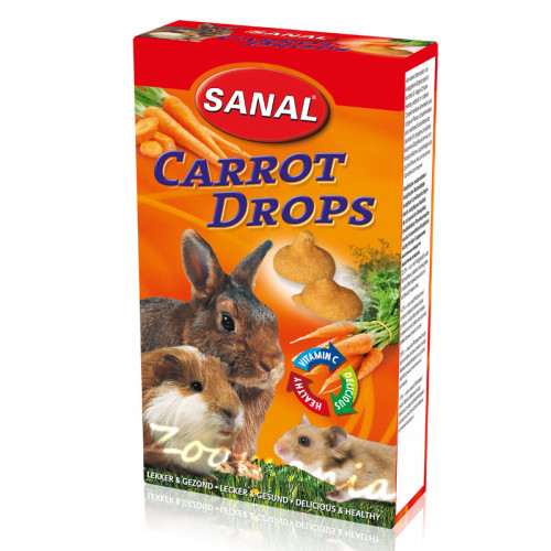 Лакомство за зайче, хамстер и морско свинче с моркови - Sanal Rodent Drops Carrot - 45 гр