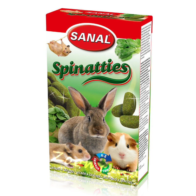 Лакомство за зайче, хамстер и морско свинче със спанак - Sanal Rodent Spinatties - 45 гр