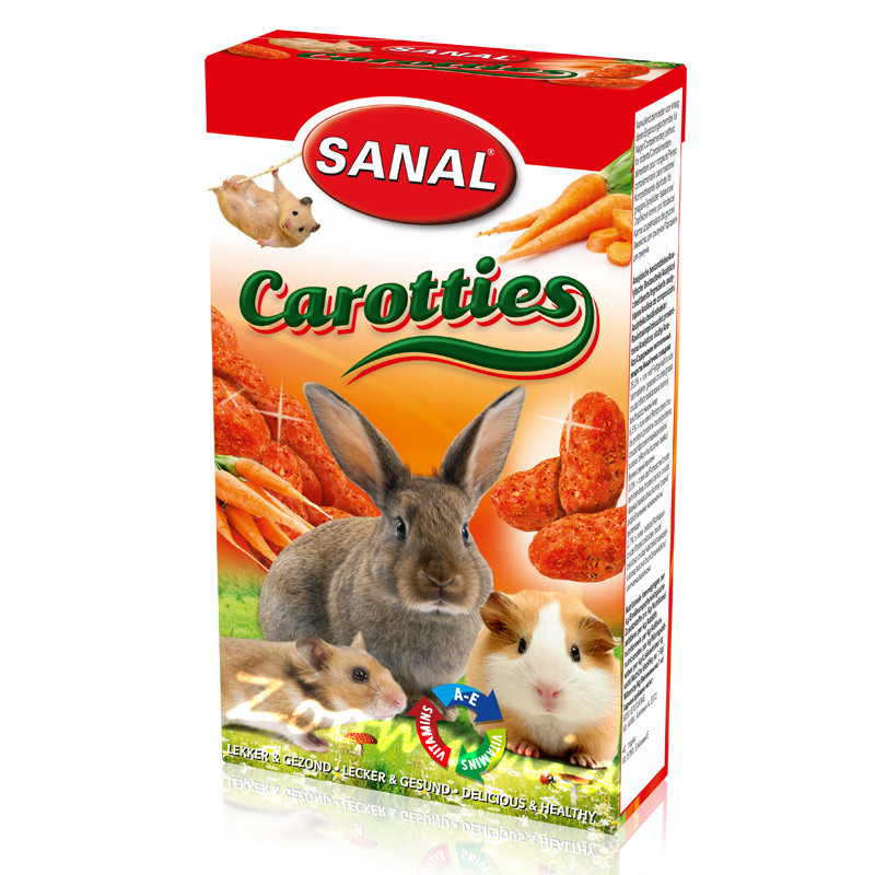Лакомство за зайче, хамстер и морско свинче с моркови - Sanal Rodent Carotties - 45 гр