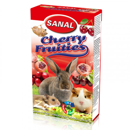 Лакомство за зайче, хамстер и морско свинче с череши - Sanal Rodent Cherry Fruities - 45 гр