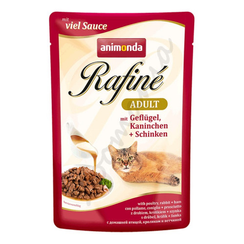 Rafiné® Cat Adult - качествена котешка храна с пилешко, заешко и шунка