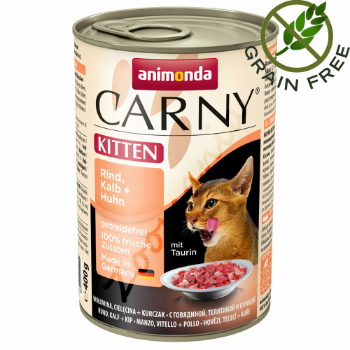 Качествена храна за котенца Carny® Kitten Говеждо, Телешко и Пилешко - 400 гр