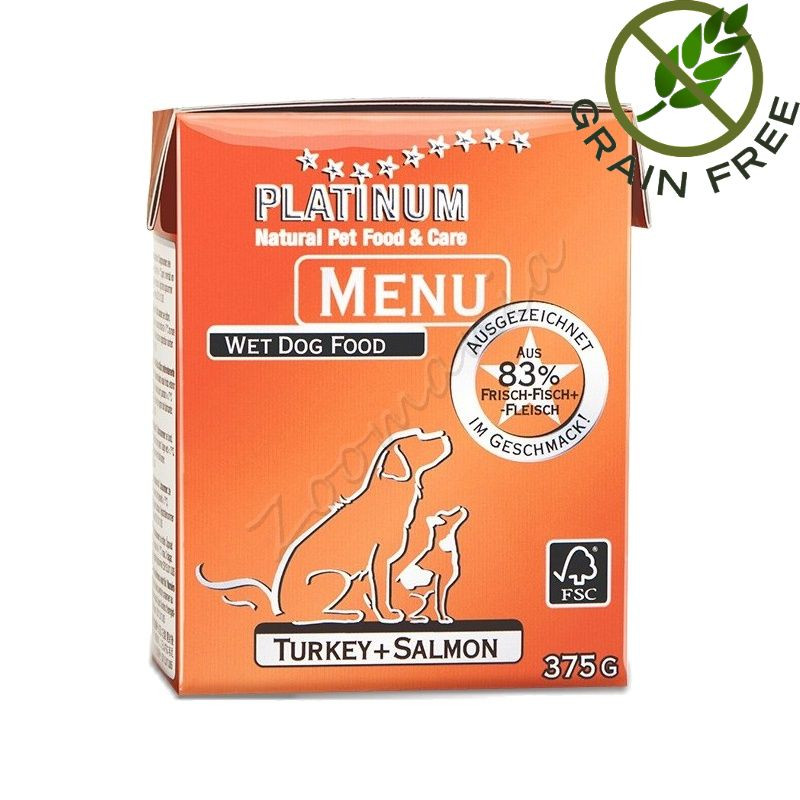 Задушено месо „Platinum Menu Turkey & Salmon“ - 375 гр