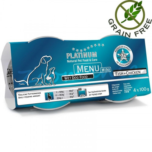Задушено месо „Platinum Menu Mini Fish & Chicken“ - 4 x 100 гр