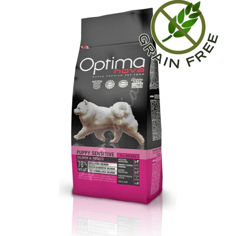 Първокачествена храна за малки кученца без пилешко - Optima Nova Dog Puppy Sensitive Salmon & Potato