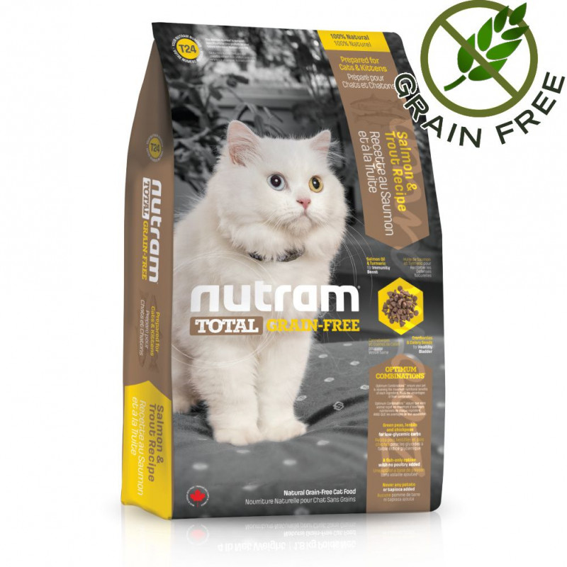 Хиполаргенна храна за котки T24 Nutram Total Grain-Free® Trout and Salmon Meal Recipe Cat Food 6.8kg