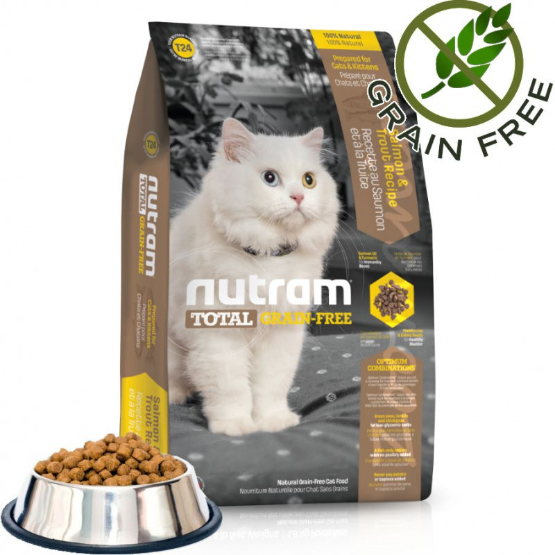 Хипоалергична храна за котки T24 Nutram Total Grain-Free® Trout and Salmon Meal Recipe Cat Food 1kg