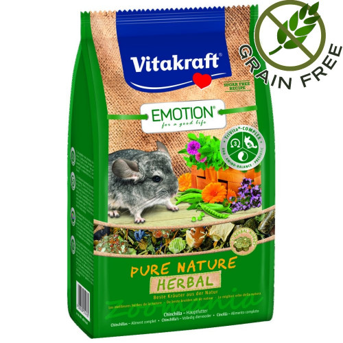 Качествена храна за чинчила с беззърнена рецепта Emotion® Pure Nature Herbal 0.600 кг