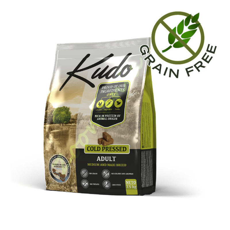 Grain Free храна за кучета от средни и едри породи Kudo Medium & Maxi Adult - 2.5 кг