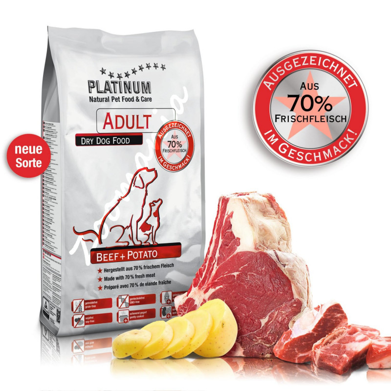Висок клас кучешка храна без глутен „Platinum Beef and Potato” - 0.500 кг