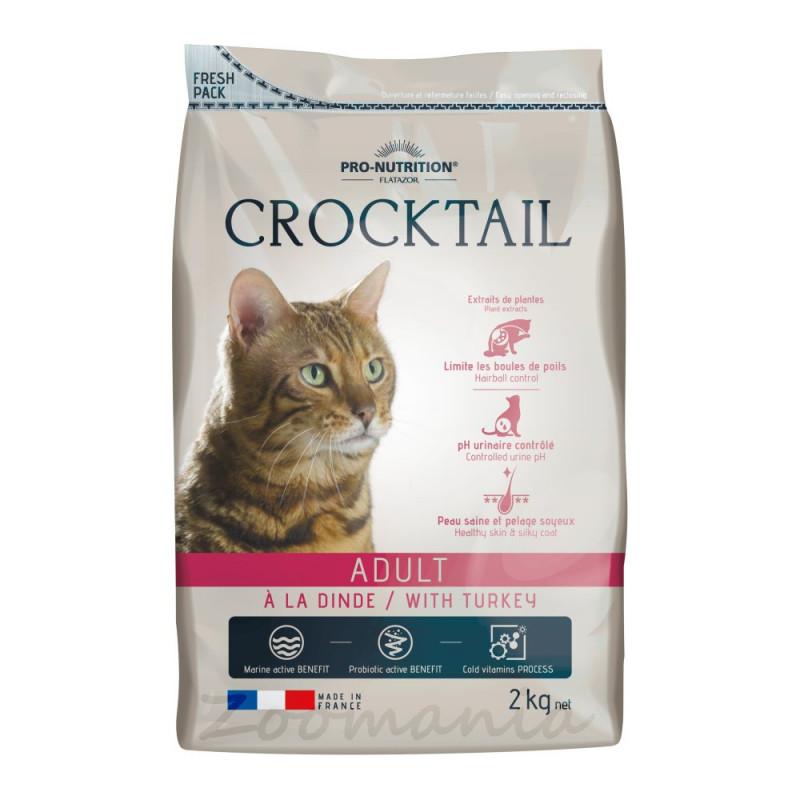 Произведена във Франция качествена храна за котки - Flatazor Crocktail Adult with Turkey 2 кг