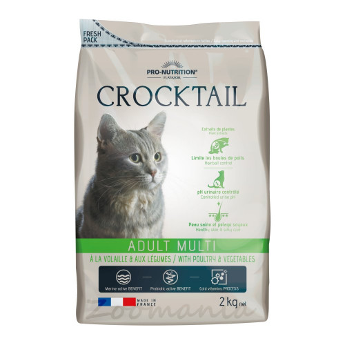 Качествена котешка храна с активни пробиотици - Flatazor Crocktail Adult Multi with Poultry & Vegetables - 2 кг