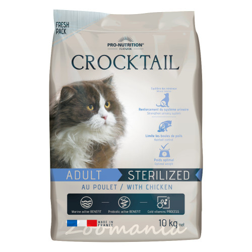 Качествена храна за котки с живи пробиотици и пилешко - Flatazor Crocktail Adult Sterilized Chicken10 кг