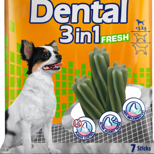 Кучешко лакомство за здрави зъби Vitakraft Dental 3in1 Fresh XS - 7бр.