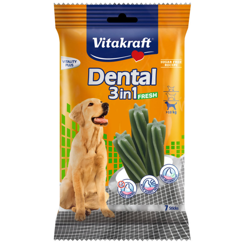 Кучешко лакомство за дентална хигиена Vitakraft Dental 3in1 Fresh M - 7бр.