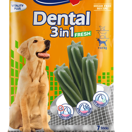 Кучешко лакомство за дентална хигиена Vitakraft Dental 3in1 Fresh M - 7бр.