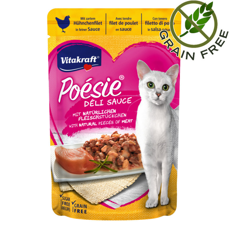 Качествена пълноценна храна за котки Vitakraft Poésie® Пауч с пилешко филе - 85гр