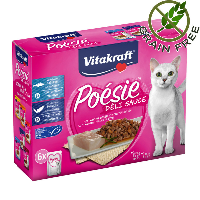 Качествена пълноценна храна за котки Vitakraft Poésie® Мултипак пауч с риба - 6х85гр