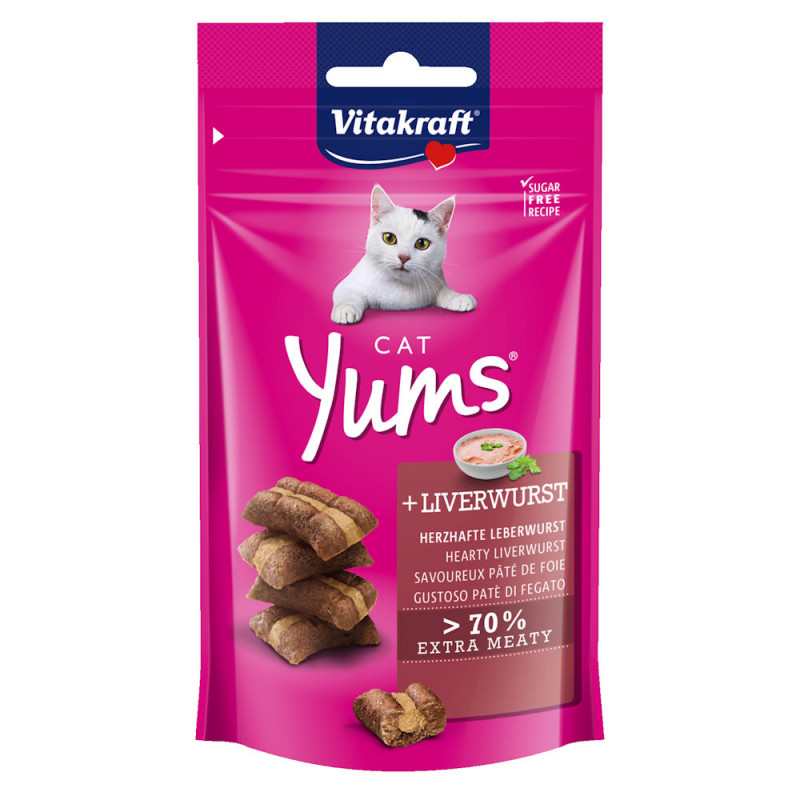 Вкусно и сочно лакомство за котки Vitakraft Cat Yums® меки хапчици с лебервурст - 40гр