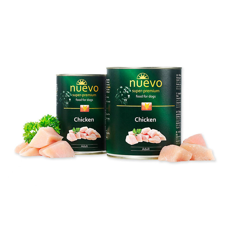 Nuevo Adult Chicken - консерва за кучета с ниско съдържание на мазнини. Супер премиум качество.