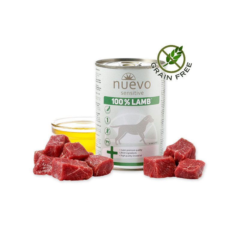 Nuevo Dog Sensitive 100% Lamb - консерва за кучета с агнешко. Монопротеин. Ултра премиум качество!