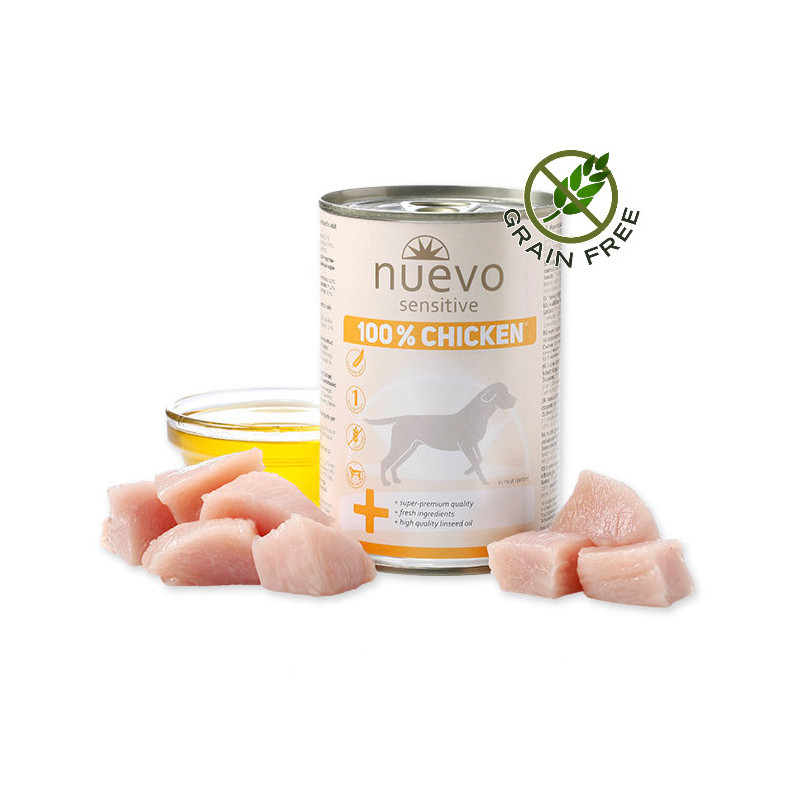 Nuevo Dog Sensitive 100% Chicken - консерва за кучета. Монопротеин. Ултра премиум качество!