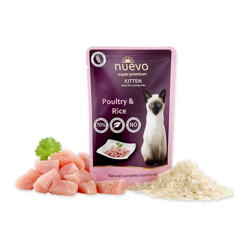 Nuevo Cat Chicken & Rice - пауч за кастрирани котки. Супер премиум качество!