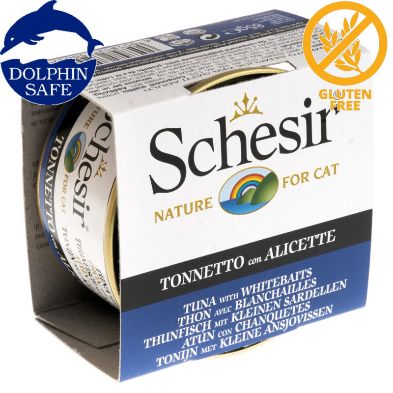Schesir Cat Tuna with Whitebaits - консерва за котки с риба тон и бейби сардели в желе. Супер премиум качество!