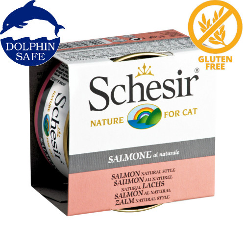 Schesir Cat Salmon Natural - консерва за котки със сьомга в собствен сос. Супер премиум качество!