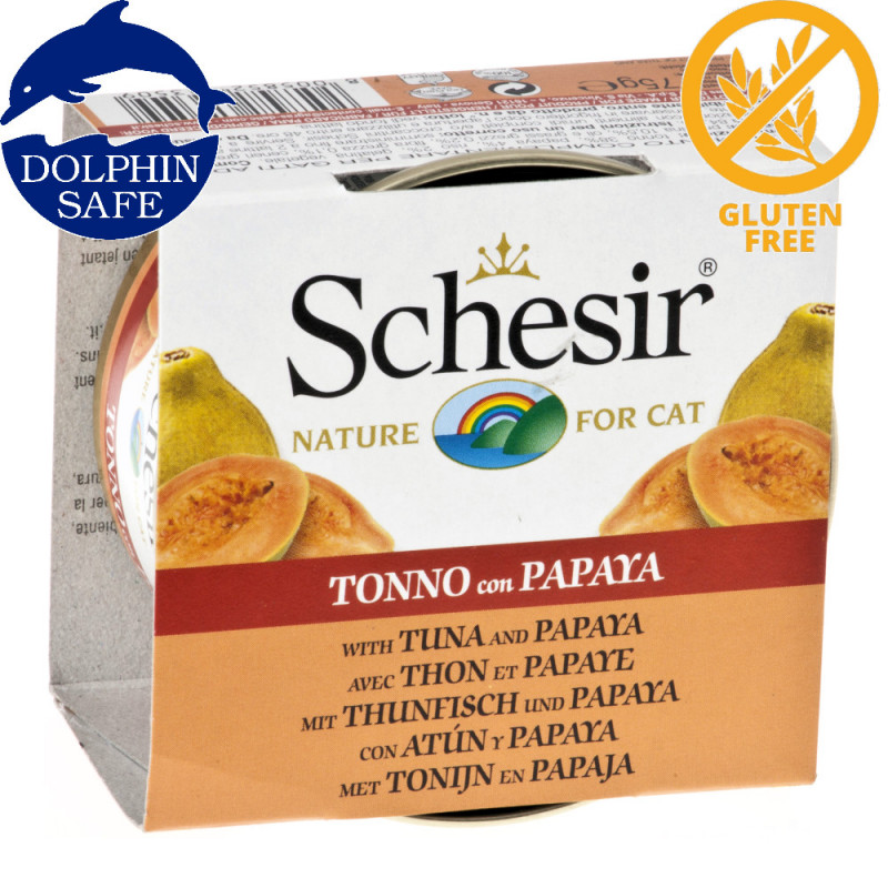 Schesir Cat Tuna with Papaya - гурме меню за вашата котка: риба тон и папая. Супер премиум качество!