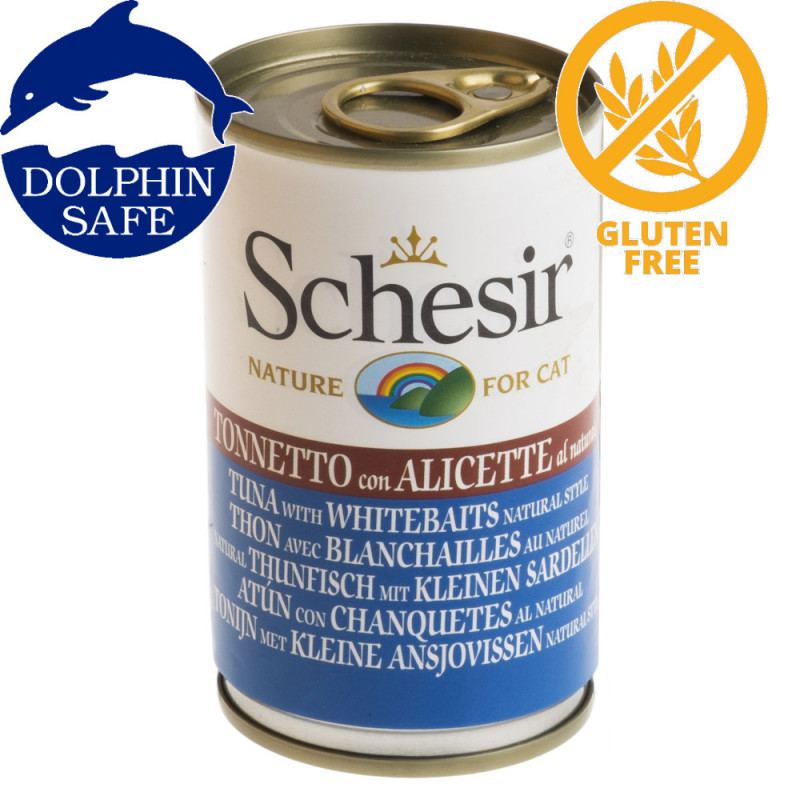 Мммм! Schesir Cat Tuna & Whitebaits Natural - консерва за котки с риба тон и бейби сардела. Супер премиум качество!