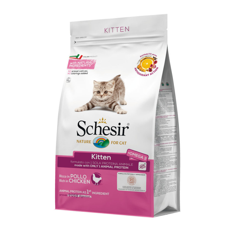 Schesir Kitten with Chicken 1.5кг - суха храна за котенца с пилешко. Супер премиум качество!