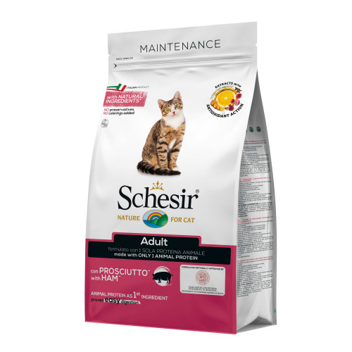 Schesir Cat with Ham - суха храна за котки с шунка. Супер премиум качество!