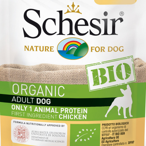 Schesir Dog Bio Chicken - органична храна за кучета с пилешко месо. Ултра премиум качество!