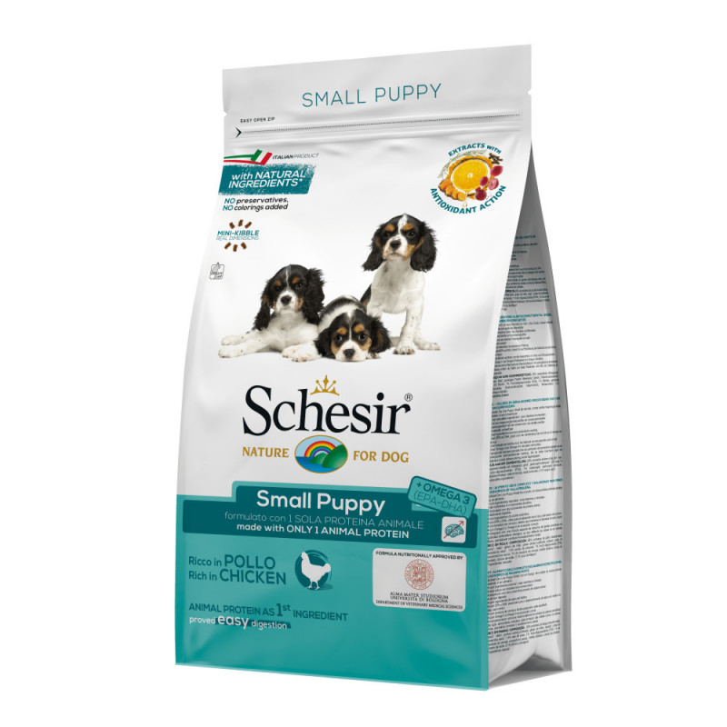 Schesir Puppy with Chicken 0.800кг - суха храна за кученца от малки и дребни породи. Супер премиум качество!