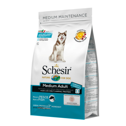 Schesir Medium Dog with Fish - суха храна за кучета (3 кг)