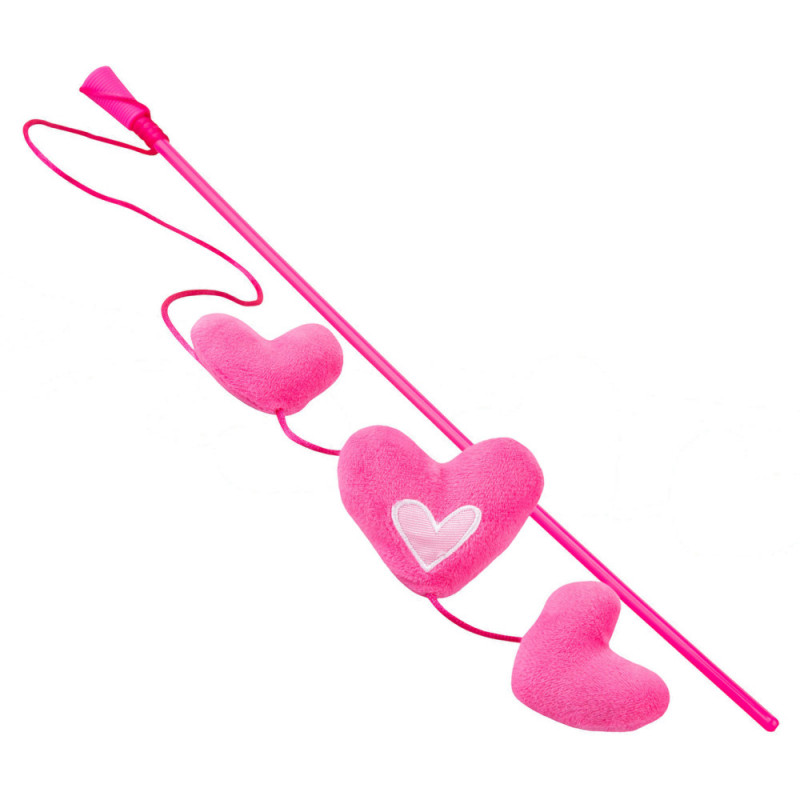 Котешка въдичка с розови сърчица - Rogz Catnip Hearts Stick