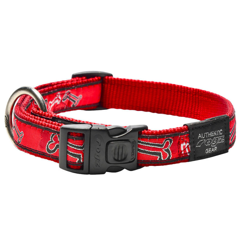 Класически кучешки нашийник Rogz Classic Collar - модна колекция Red Bones