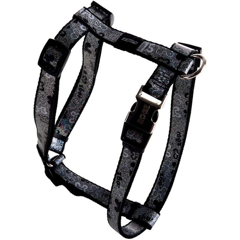 Нагръдник за миниатюрни кучета Rogz Trendy Harness - дизайнерска модна колекция Black Bones