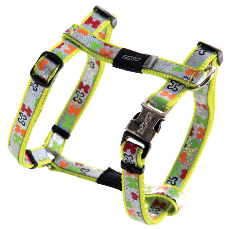 Нагръдник за миниатюрни кучета Rogz Trendy Harness - дизайнерска модна колекция Multi Bones