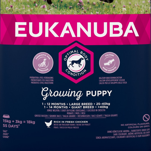 Храна за кутрета от гигантски и едри породи Eukanuba Puppy Large - 18кг