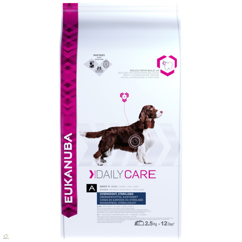 Диетична храна за кастрирани кучета Eukanuba Daily Care Dog Overwieght/Sterilized 2.5кг